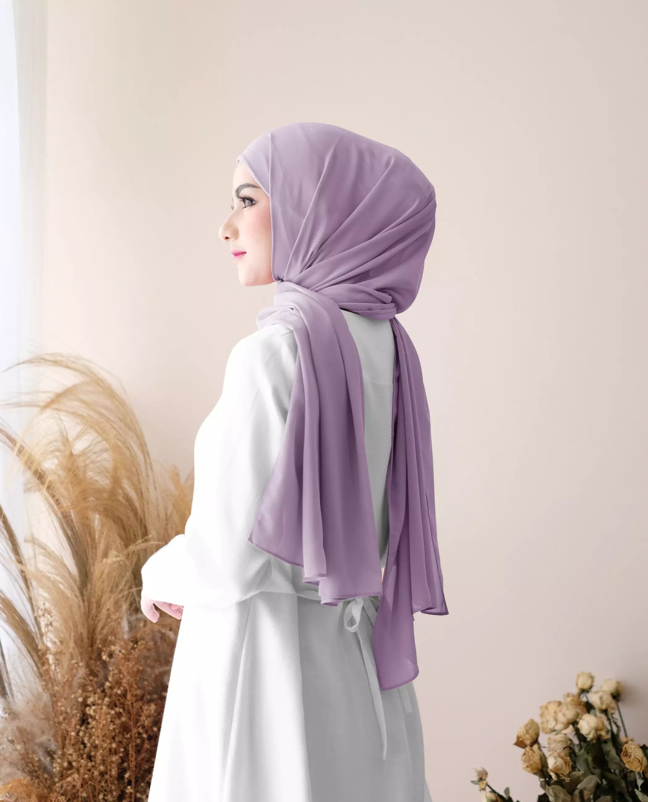 Pashmina Inner Instan 2in1 Ceruty Baby Doll - Orchid Bloom