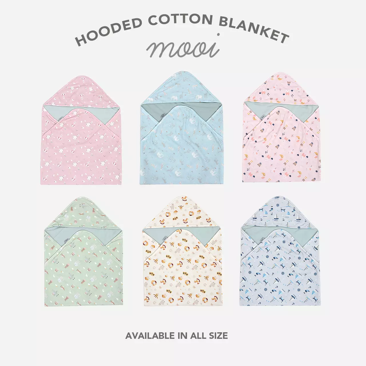 Mooi Hooded Cotton Blanket Selimut Topi Bayi - Pink