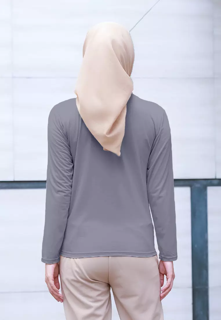 Cotton Bee - Manset Lengan Panjang Aneisha Inner Rayon - Thunder Grey - XL 