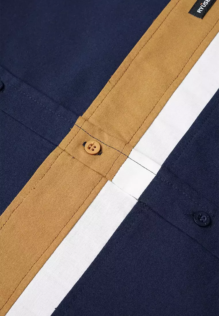 Ryusei Kemeja Lengan Panjang Atsuya Navy