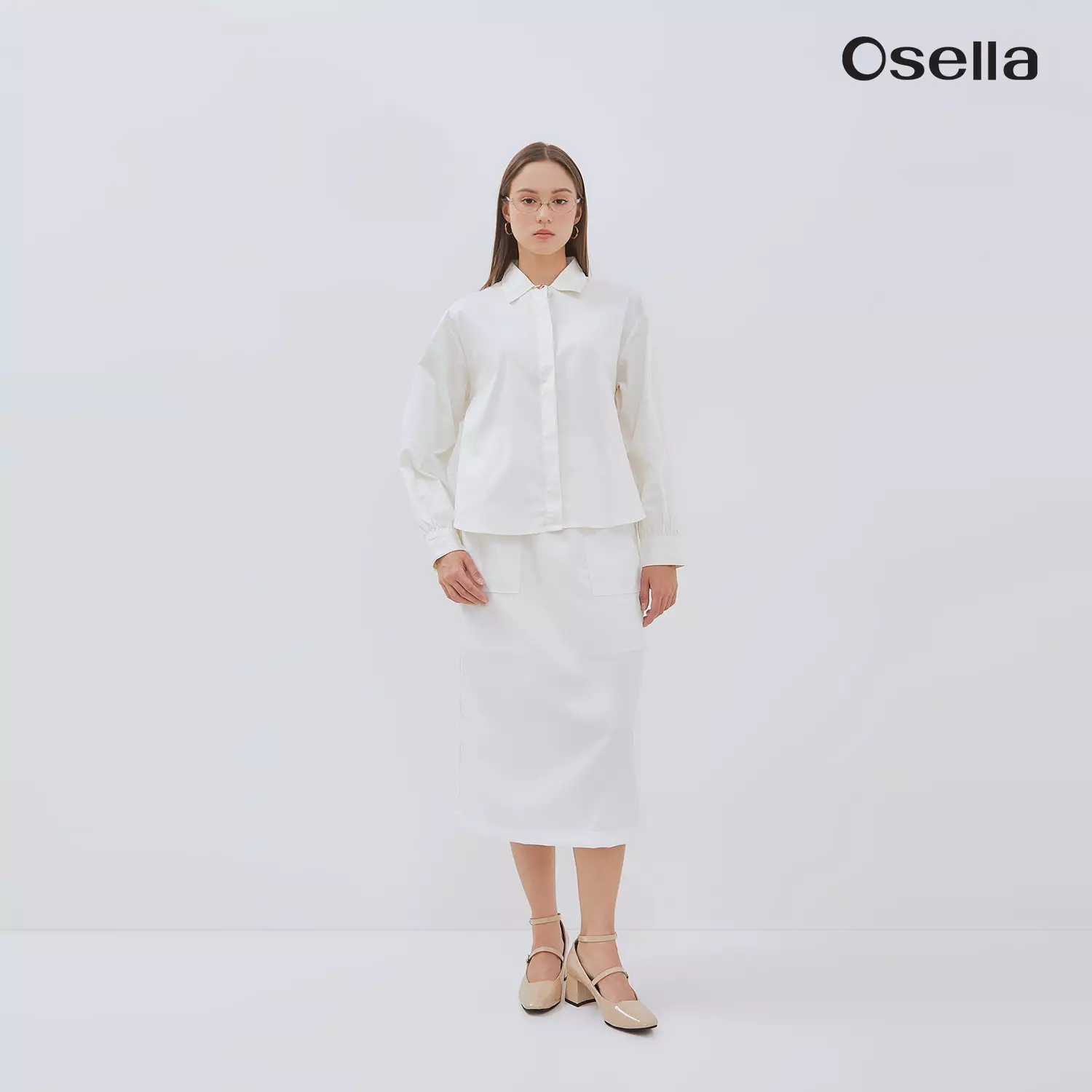 Osella Vena Puffy Sleeve Shirt With Statement Button 2137660201 | Atasan Wanita Lengan Panjang