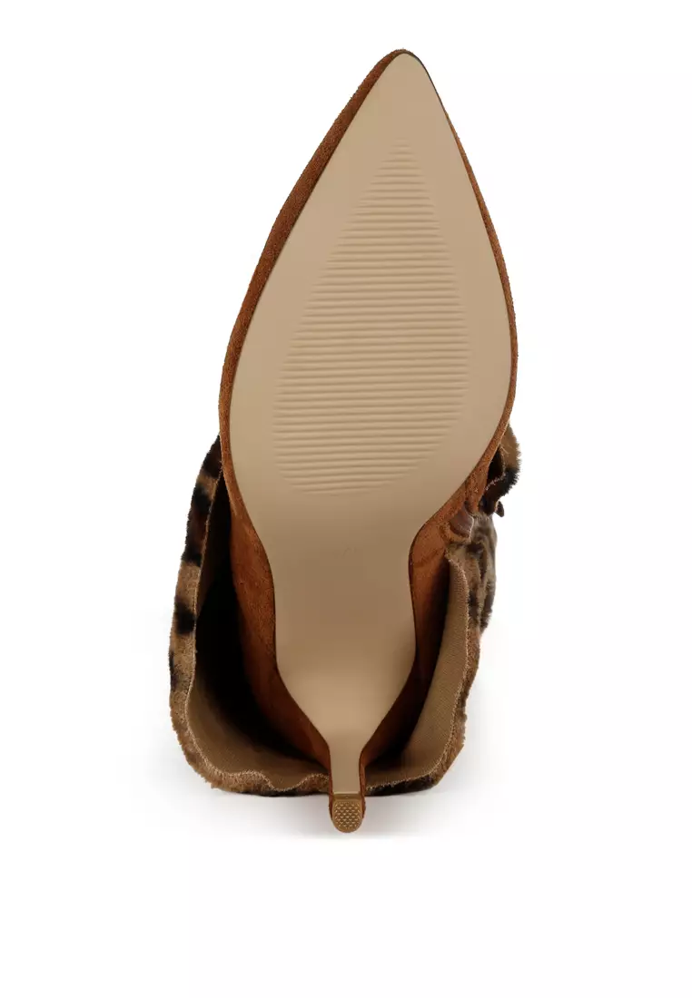 Fold-Over Calf-High Boots in Leopard