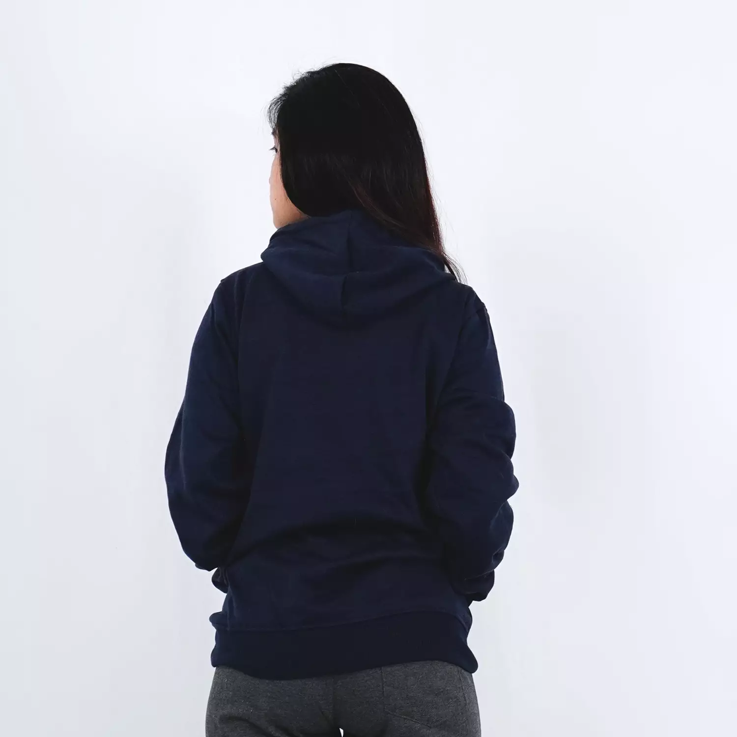 OKECHUKU Ola Sweater Hoodie Wanita Switer Bahan Fleece Basic Fashion - Navy