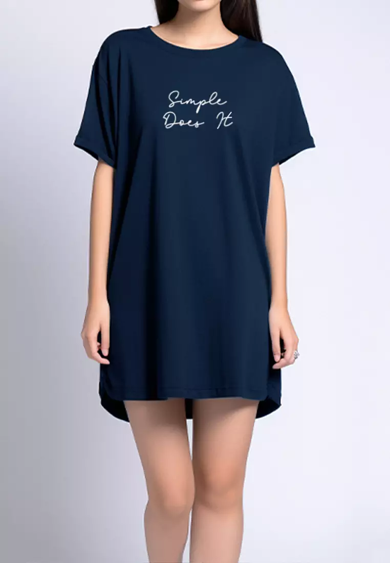 LTC02 Dress Kaos Casual Simple Does It Sign Ladies Navy