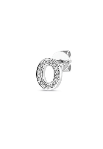 LAZO DIAMOND white LAZO DIAMOND Alphabet O Pavé Diamond Stud Earring in 9k White Gold E7ACAACDE4C62EGS_1