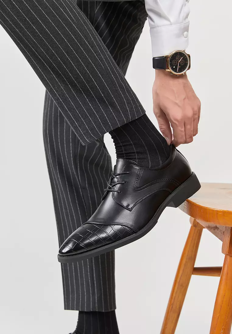 Spliced Faux Leather Derby Shoes KB05-6