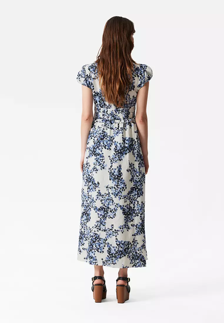 Bubble-Sleeve Midi Dress