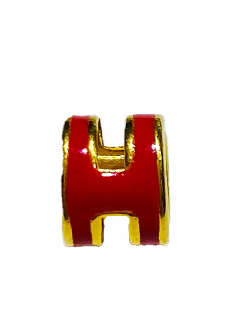 [SPECIAL] LITZ 999 (24K) Gold H Charm H牌 EPC0926-RED (0.09g+/-)