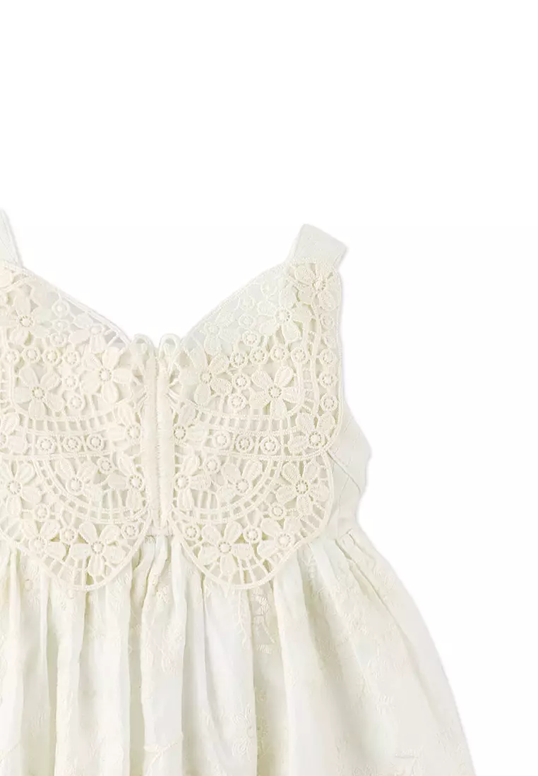 Baby Gabrielle Eyelet Dress with Crochet Butterfly Appliqué
