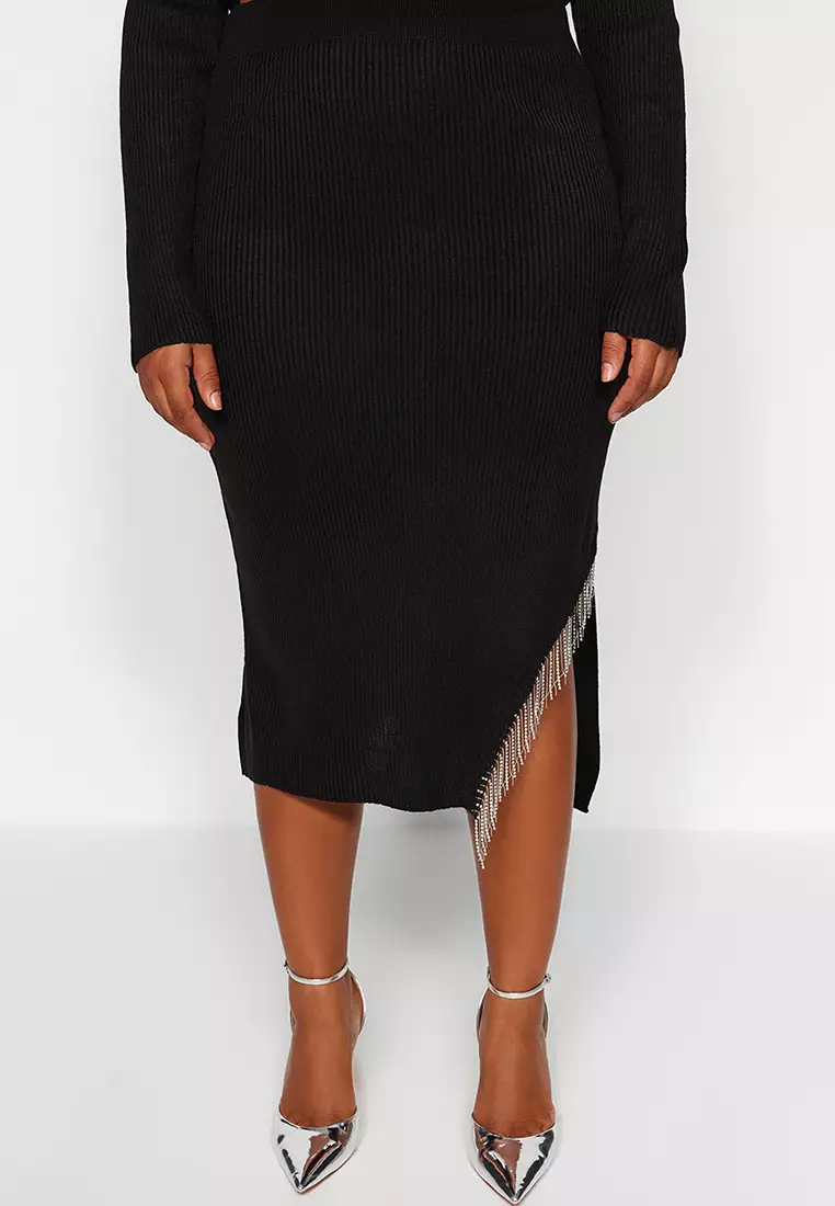 Buy Trendyol Plus Size Knit Sweater Midi Skirt Set Online