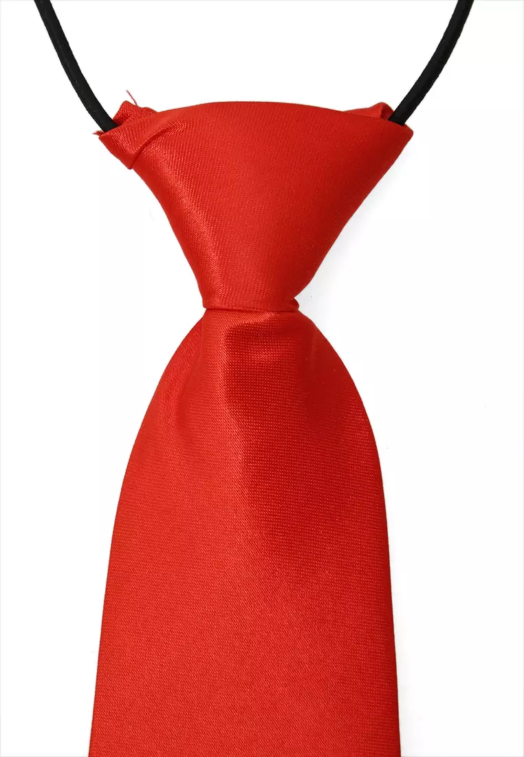 Deborah Aksesoris Fashion Dasi Instan Anak Pria Motif Polos Child Tie Material Satin ORIGINAL - Red