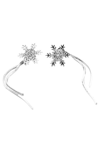 Elfi Elfi 925 Genuine Silver Hanging Snowflake Earrings SE127 5A51BACDBBBA69GS_1