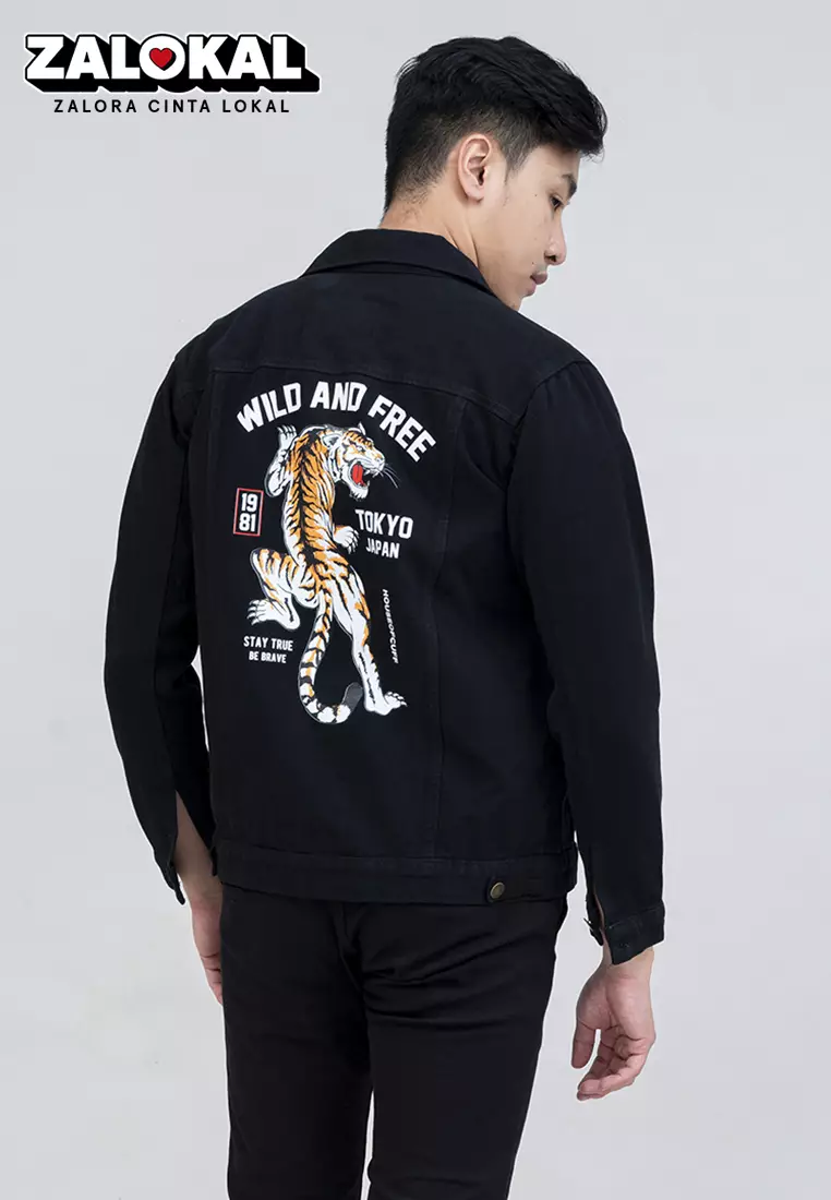 houseofcuff jaket jeans denim hitam tebal pria unisex tokyo