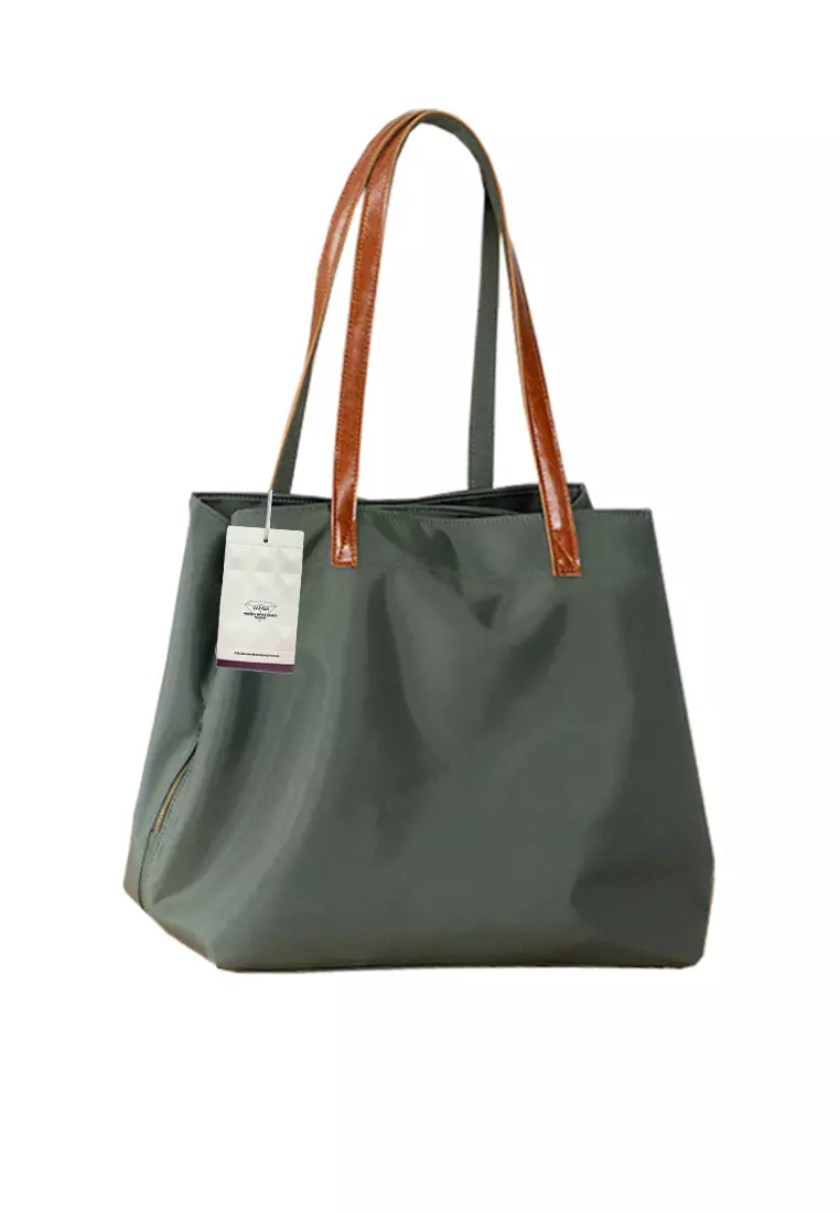 VANSA Fashionable Oxford And Cow Leather Tote Bag VBW-Tb-2017.L