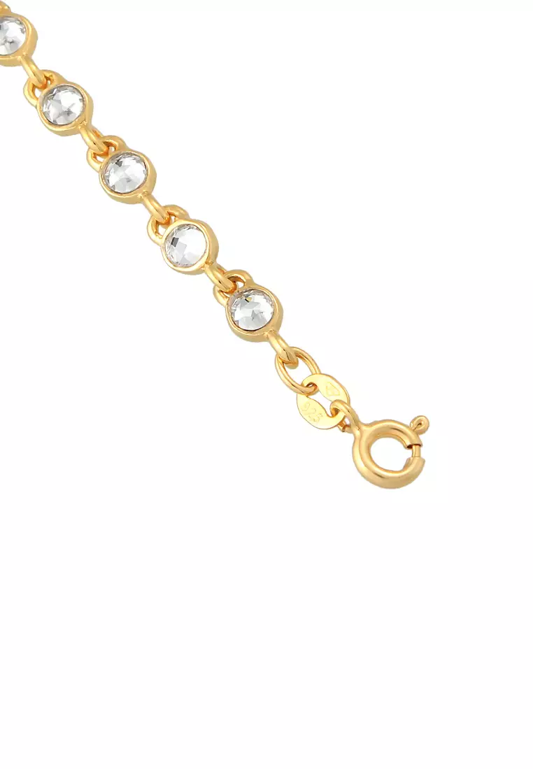 Gelang Perhiasan Perak 925 Wanita Tennis Classic Trend Gold Plated Embellished with Crystal by Swarovski®