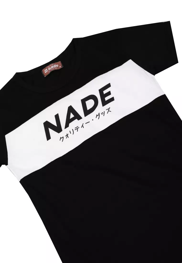 nade nt231f instacool nade oldschool wh rd blk t shirt hitam