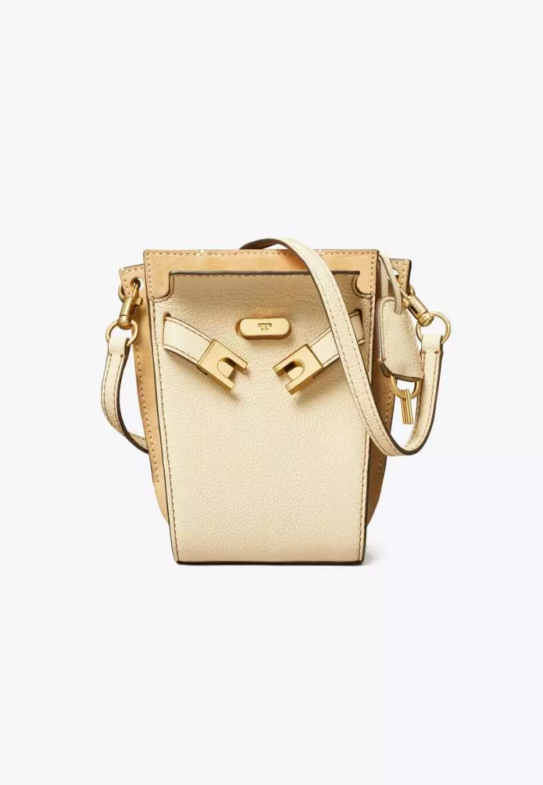 Tory Burch Petite Lee Radziwill Pebbled Double Bucket Bag New Moon