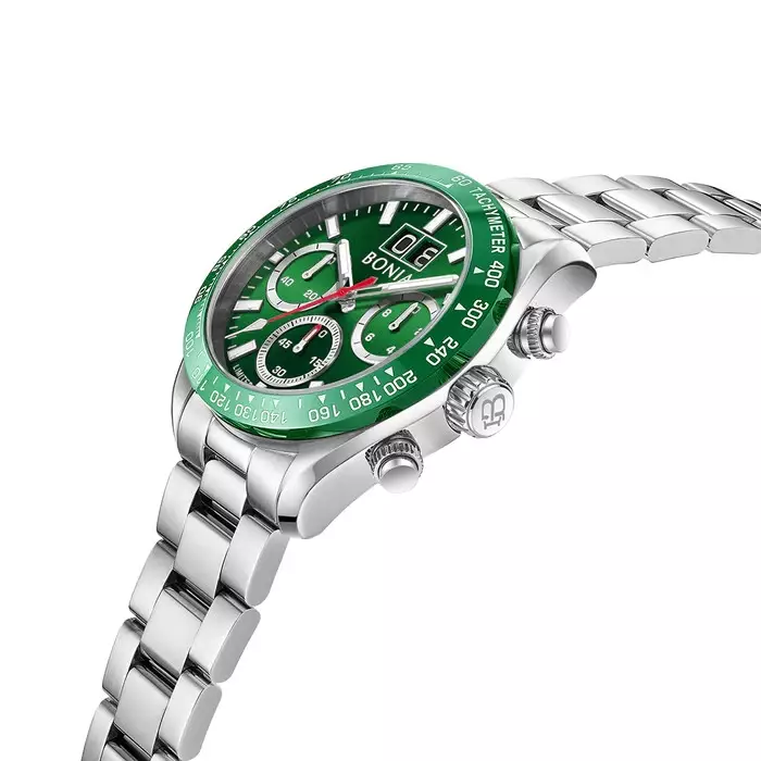 Jam Tangan Pria Bonia Green Dial Stainless Steel Strap Analog B10834-1392LE