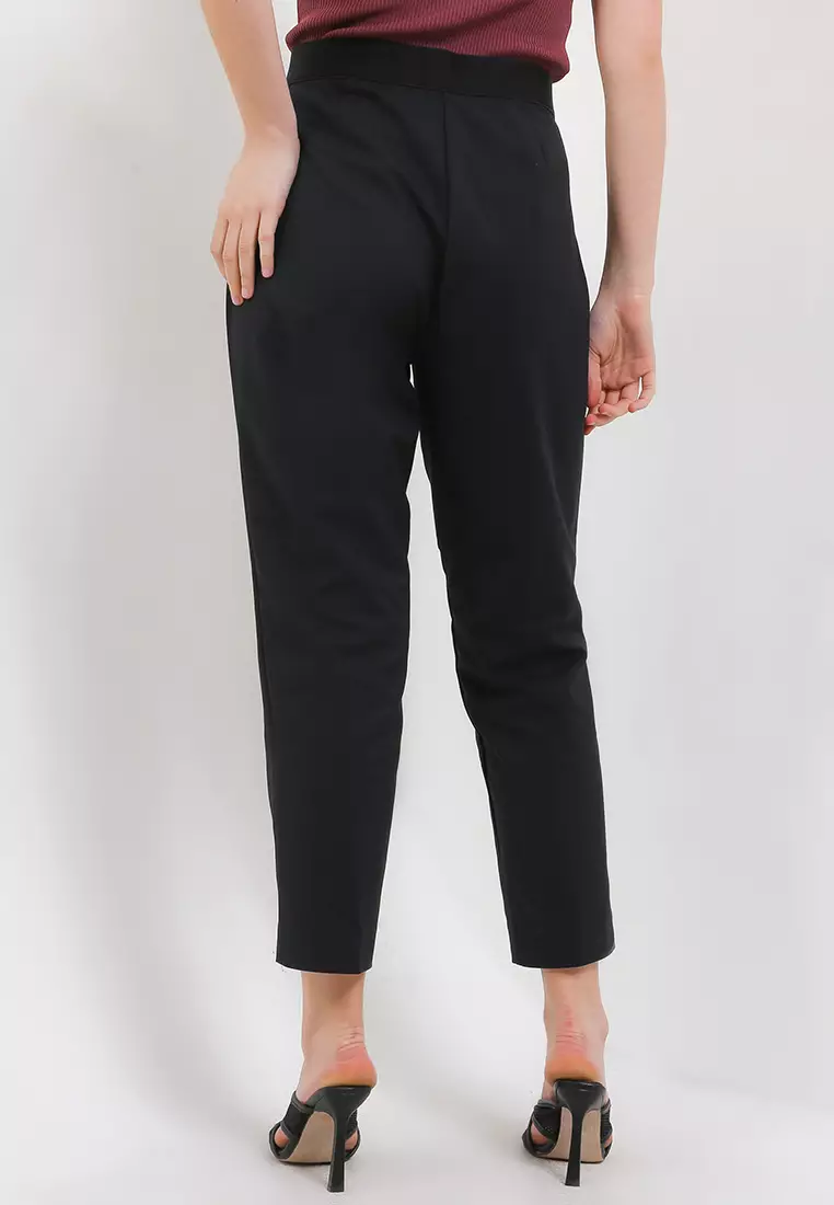 Cotton Blend Slim Fit Ankle Grazer Trousers