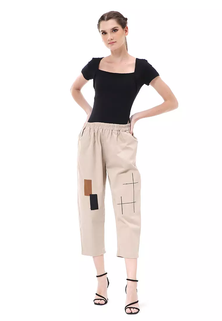 Stella Celana Panjang Wanita Casual Long Pants Korean Style Material Cotton Twill ORIGINAL - Cream