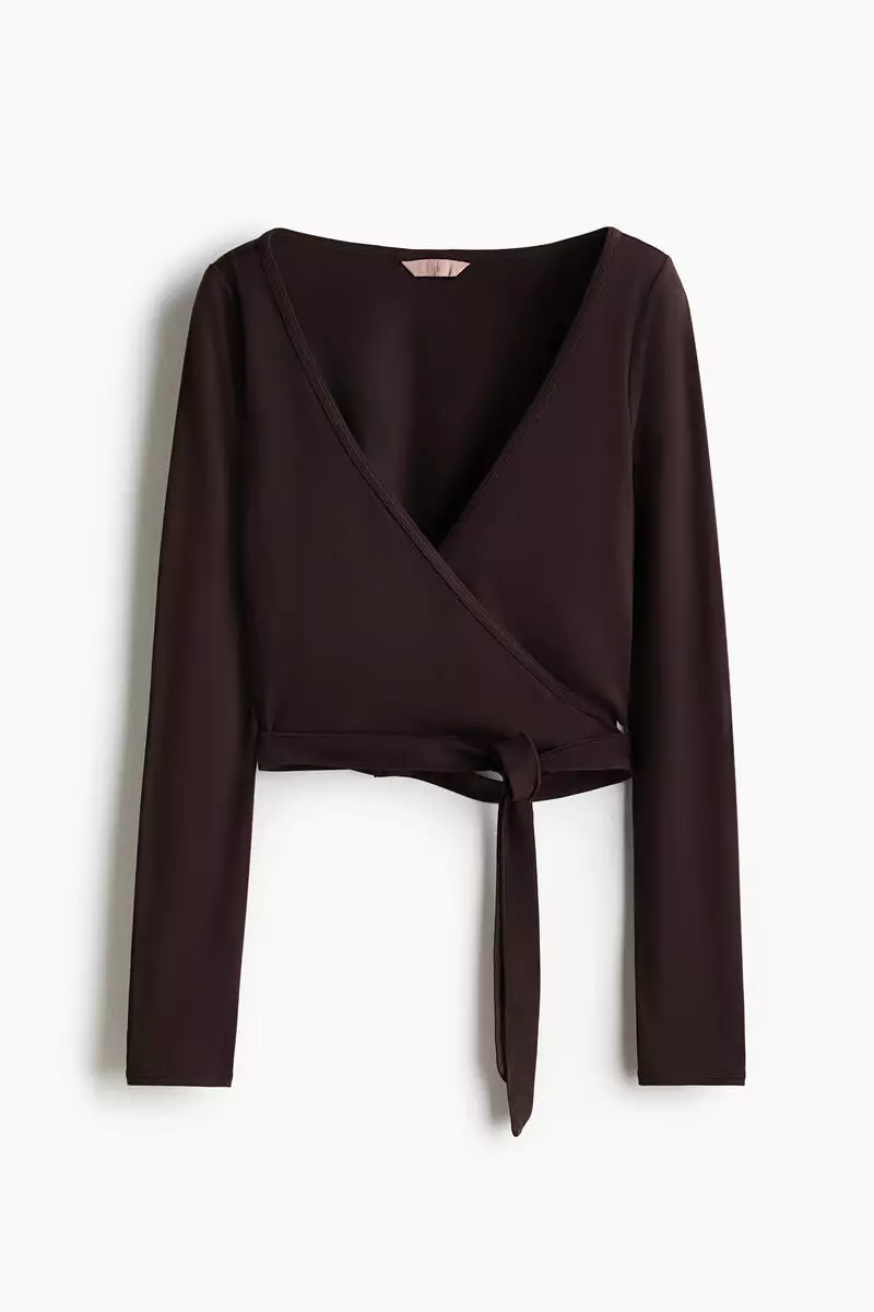 Brushed jersey wrap top