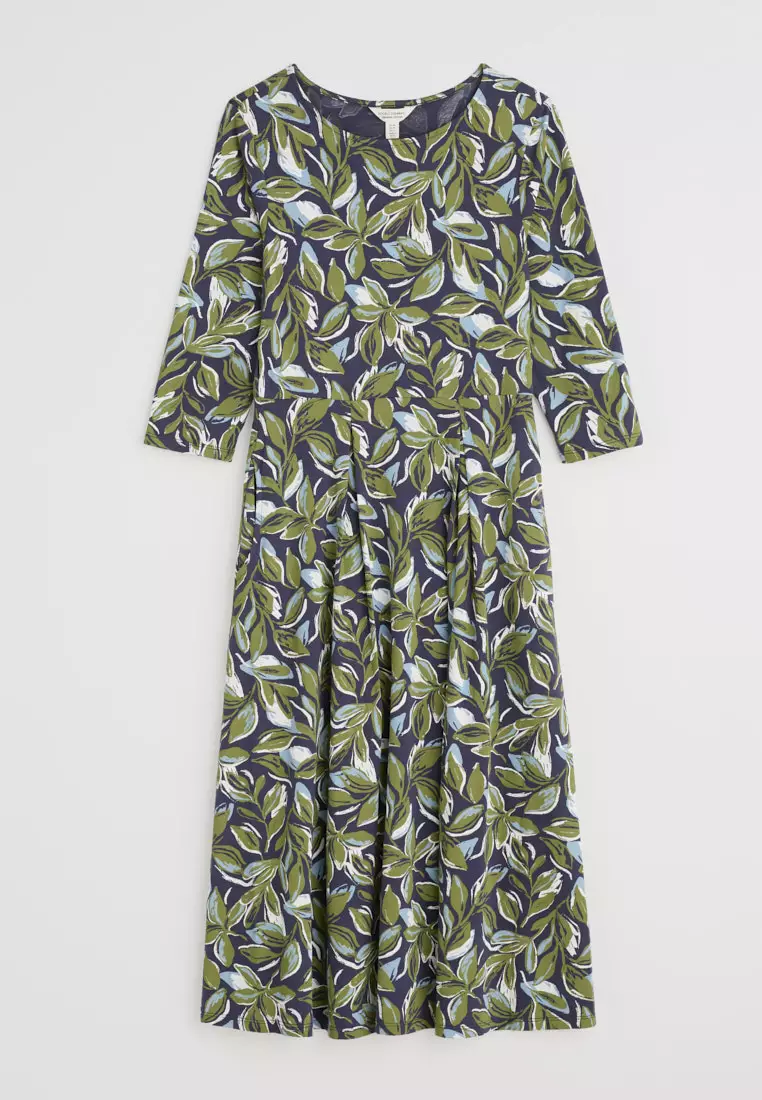 Seasalt Cornwall Green 3/4 Wild Bouquet Dress