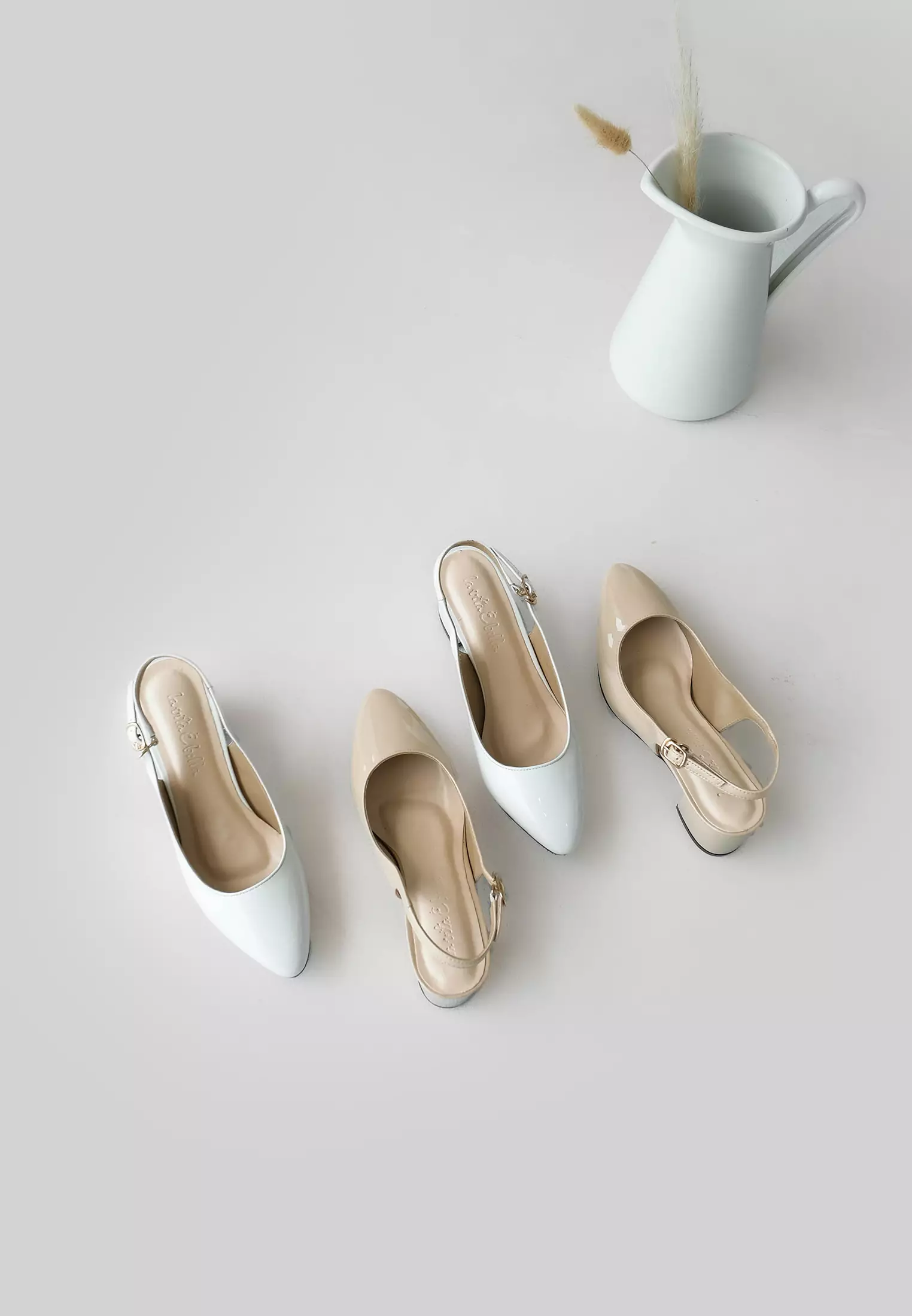 Sophia Sepatu Slingback Wanita Block Heels Pointed Toe