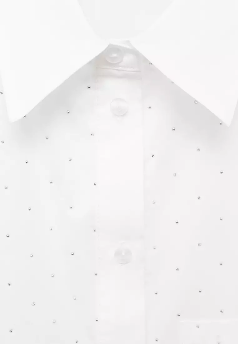 Rhinestone Cropped Shirt