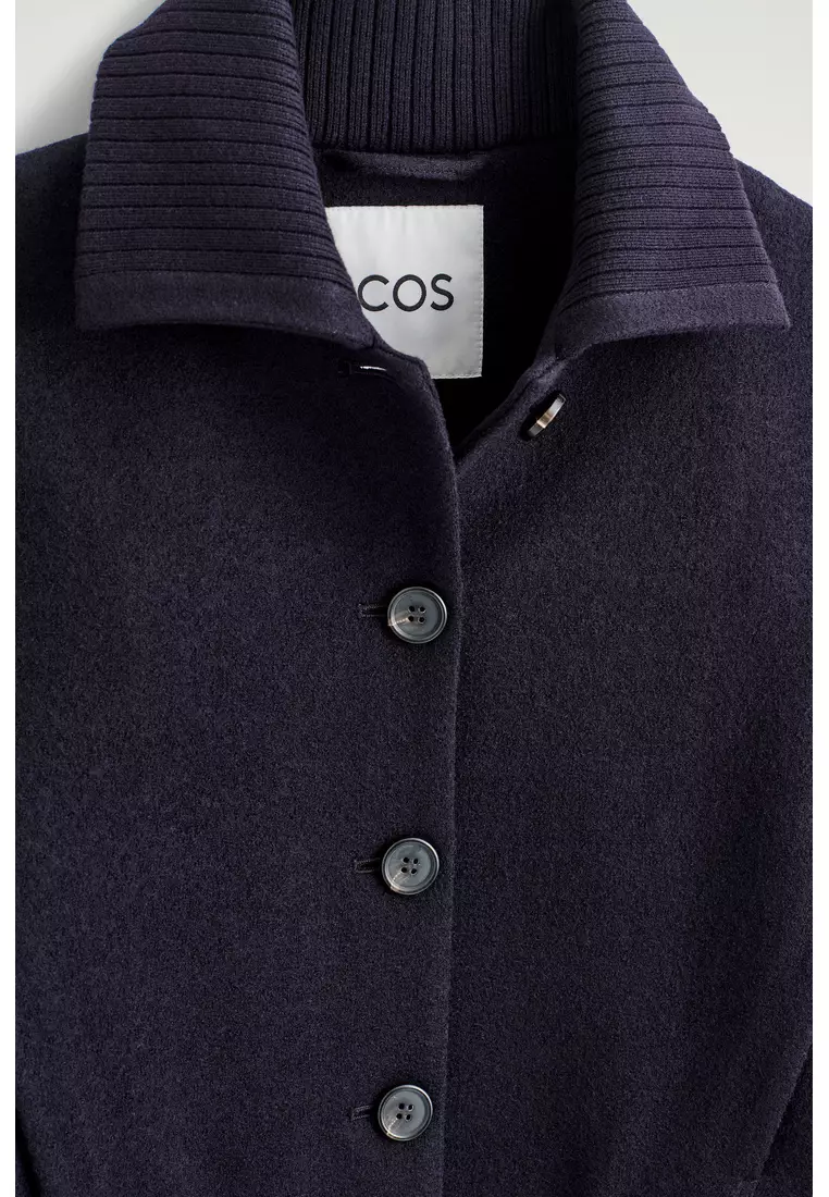 RIBBED-COLLAR BOILED MERINO WOOL JACKET