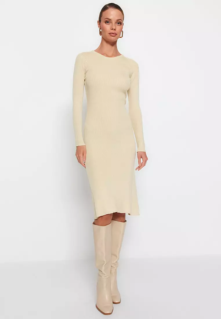 Buy Trendyol Stone Midi Knitwear Crewneck Dress 2023 Online | ZALORA  Singapore