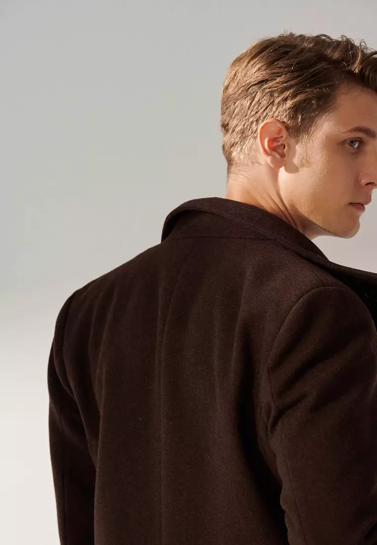 Brown Faux Two-Piece Down Overcoat