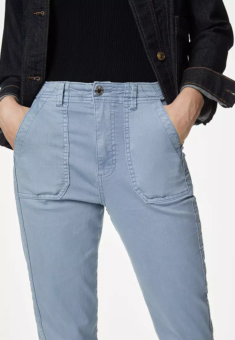 Cotton Blend Slim Fit Ankle Grazer Joggers