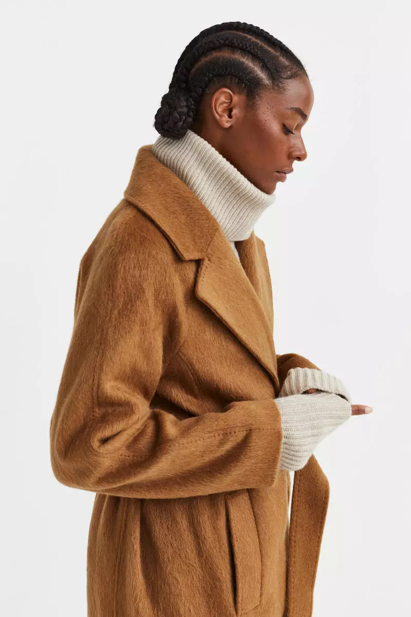 H&m wool blend coat beige hot sale