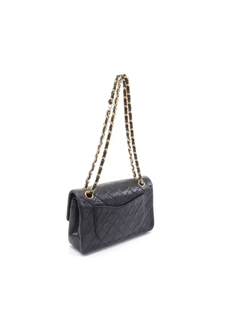 Buy Chanel Pre-loved CHANEL matelasse W flap W chain shoulder bag lambskin  black gold hardware vintage 2023 Online