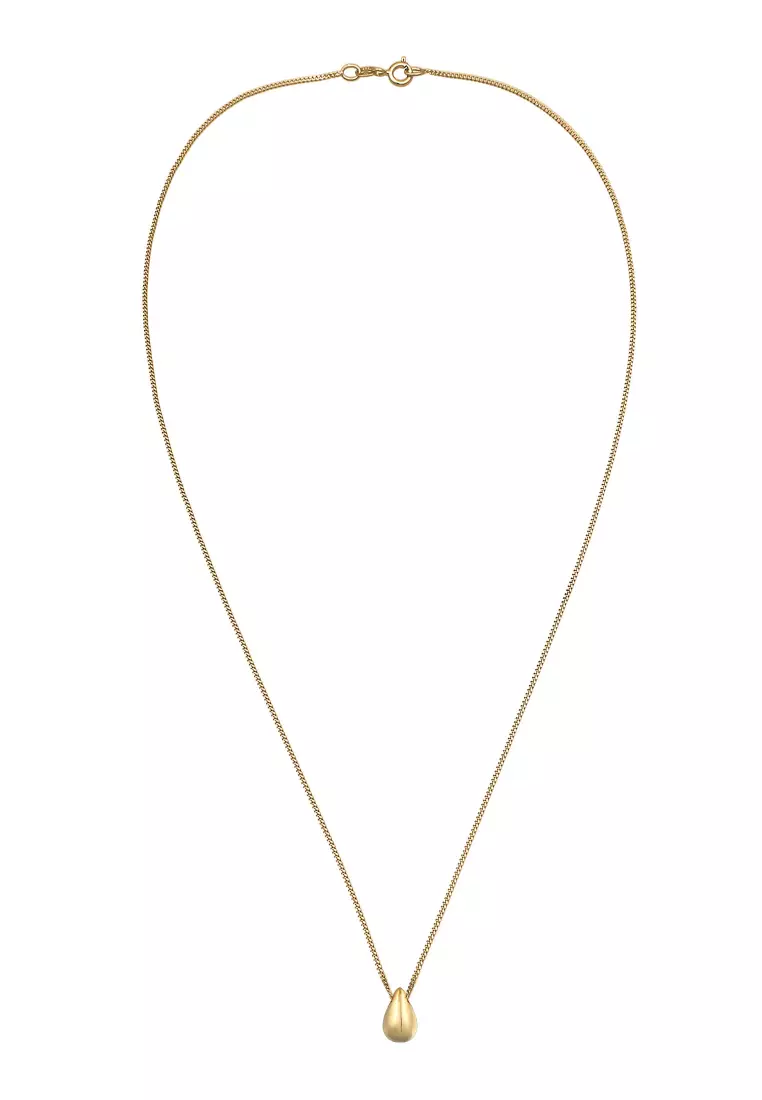 Kalung Perhiasan Perak 925 Wanita Drop Pendant Timeless Simple Gold Plated