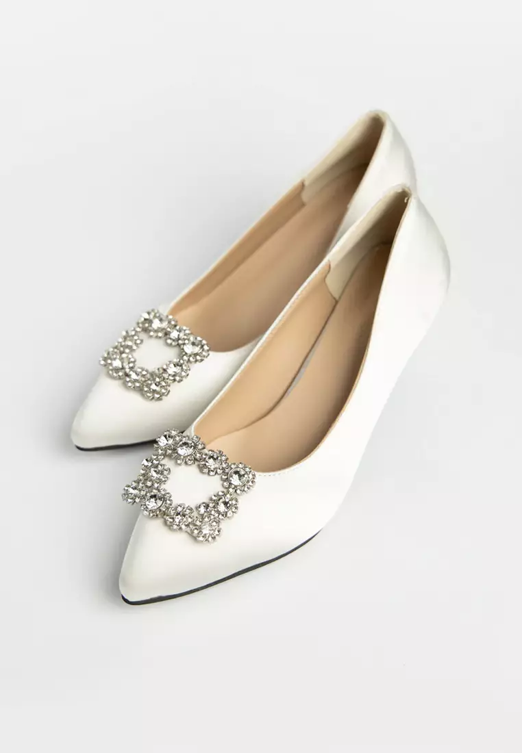 Joy Satin Rhinestone Heels