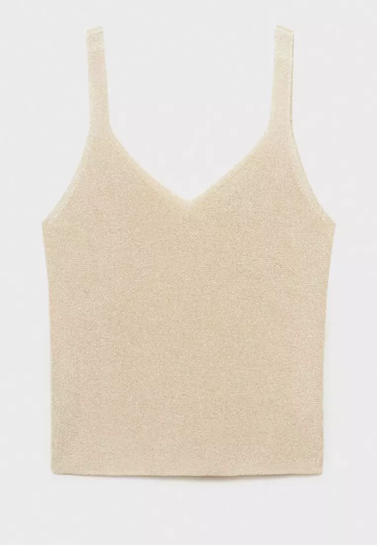 Lurex Knitted V-Neck Top