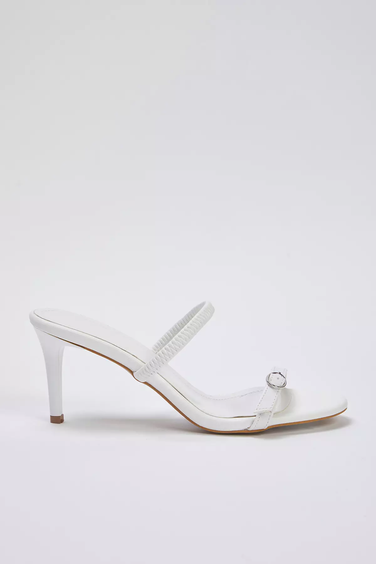 White Buckle Detailed Dual-Use Thin Heeled Almond Toe Women's Heeled Sandals Takss25To00010