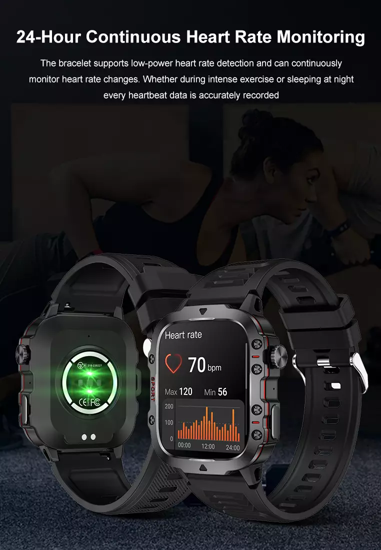 Smart Watch QX11 1.96 inch Full screen touch Long Time Battery Multiple sports modes Jam Pintar Black