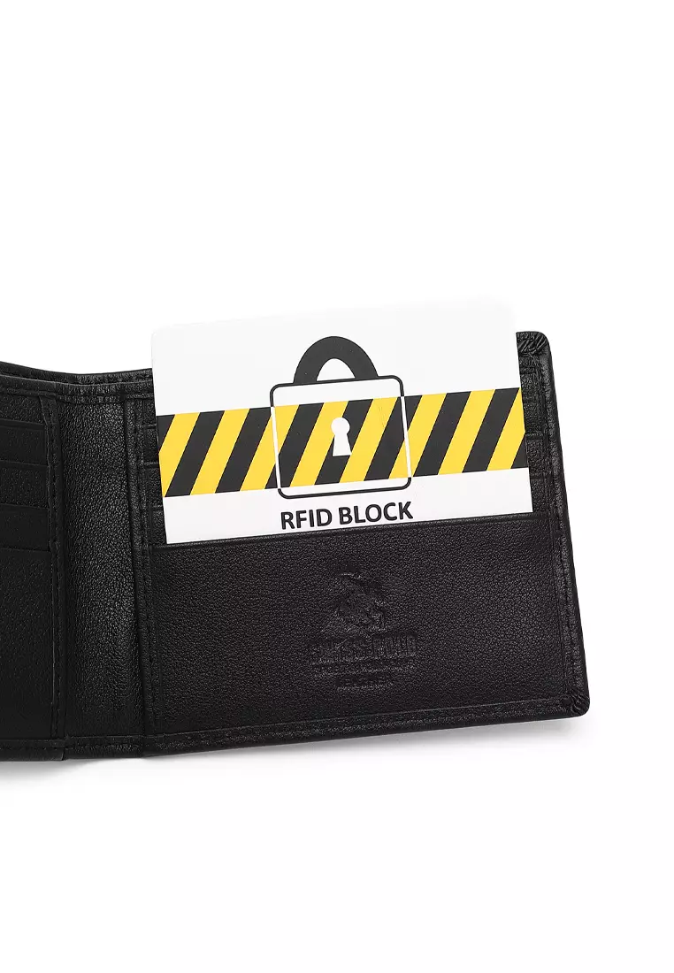 Men's Genuine Leather RFID Blocking Fortune Wallet - Black