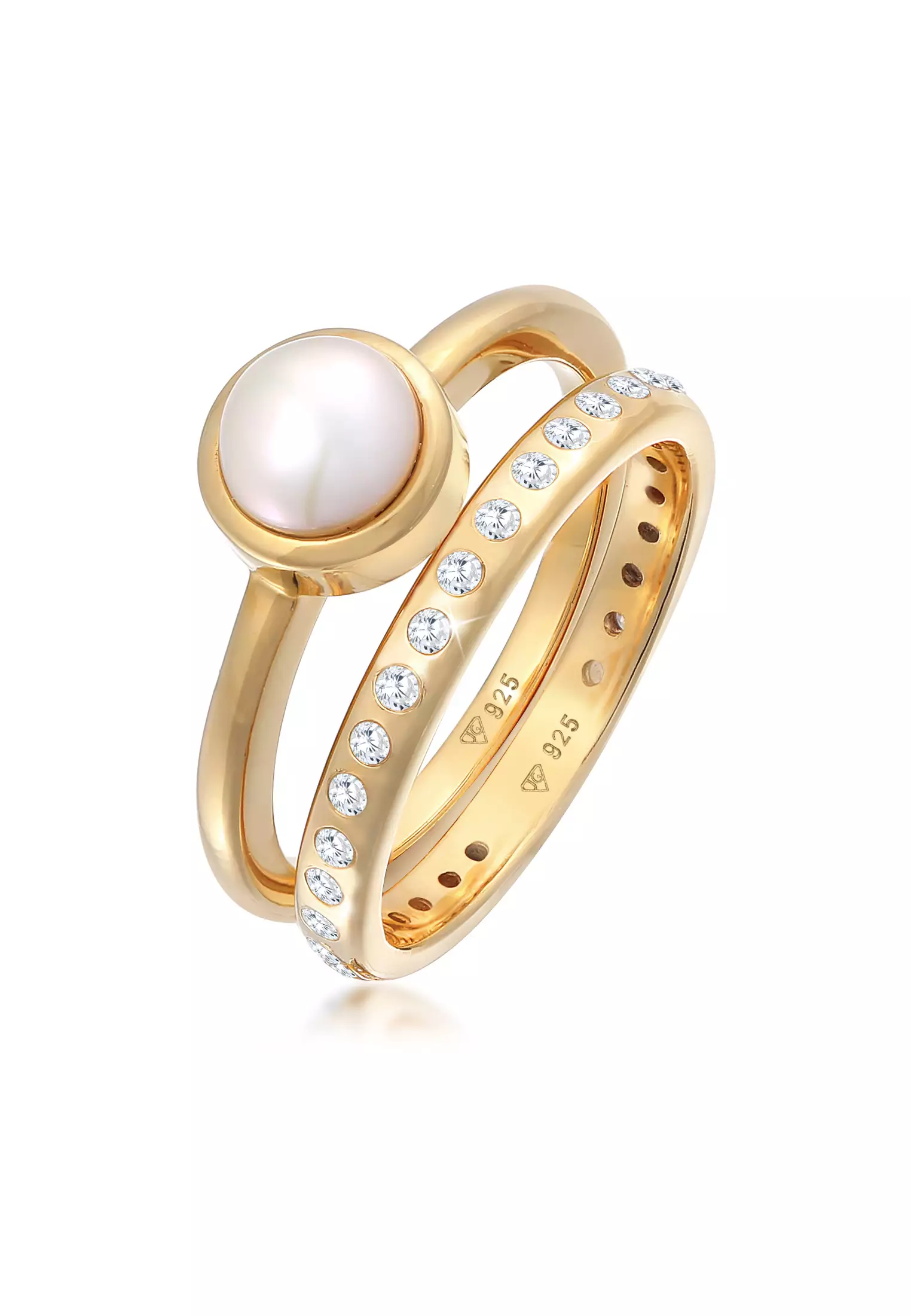 White pearl discount gold ring