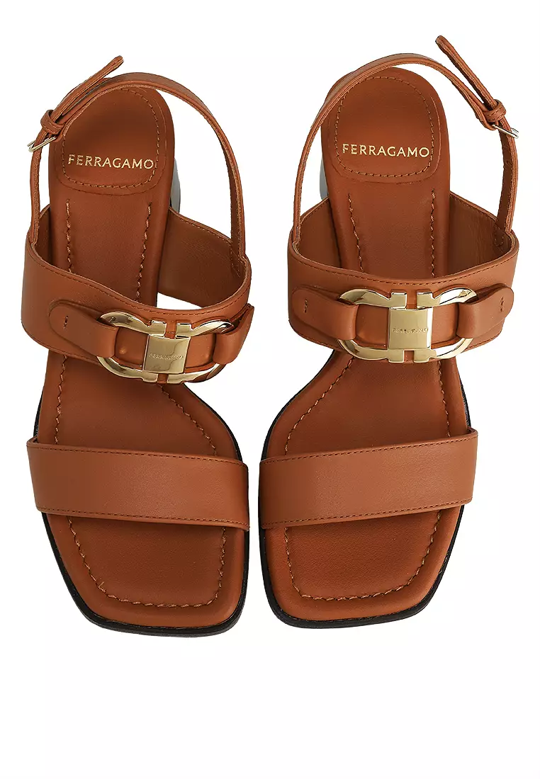 Gancini Ornament Heel Sandals (ct)