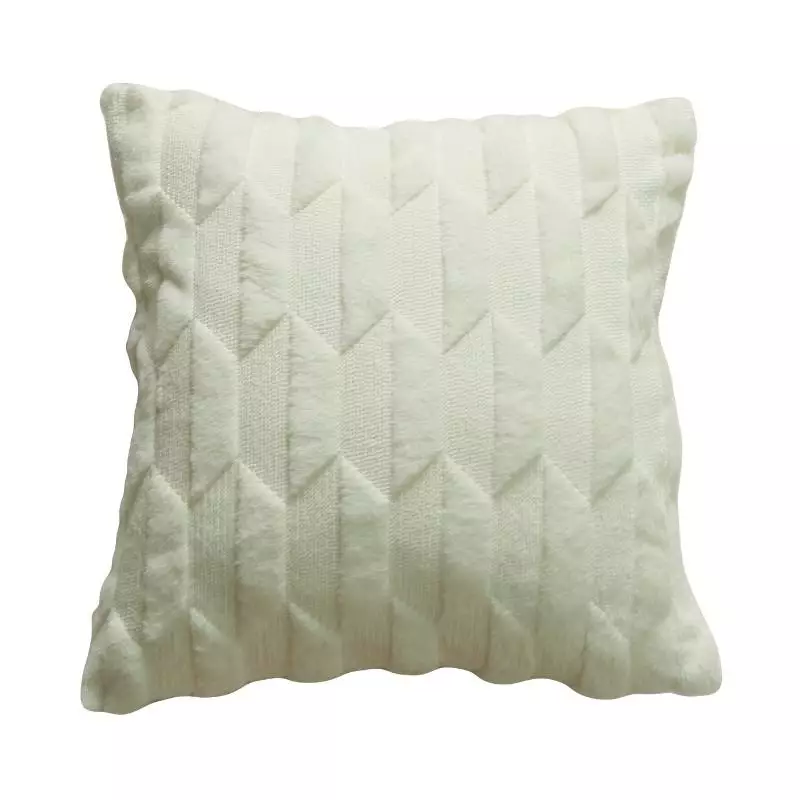 Geometric Embossed Plush Cushion Cover (Ivory)