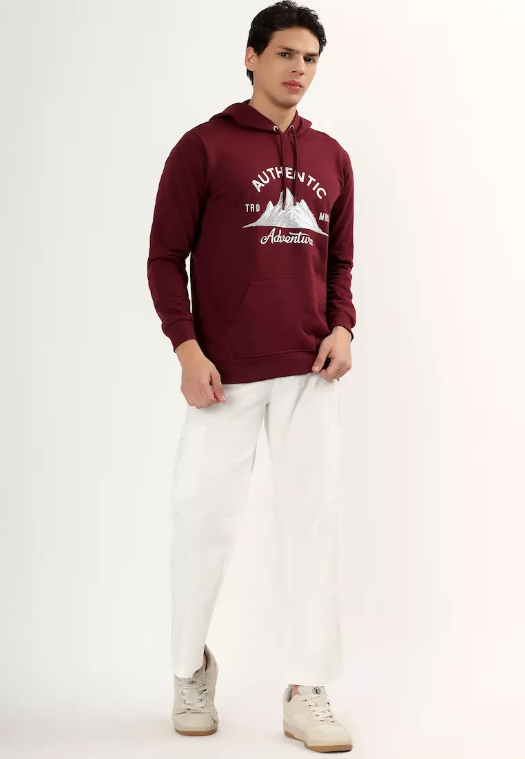 Mens Authentic Rubber Print Cotton Relaxed Fit Hoodie, Training,Premium look, Comfortable