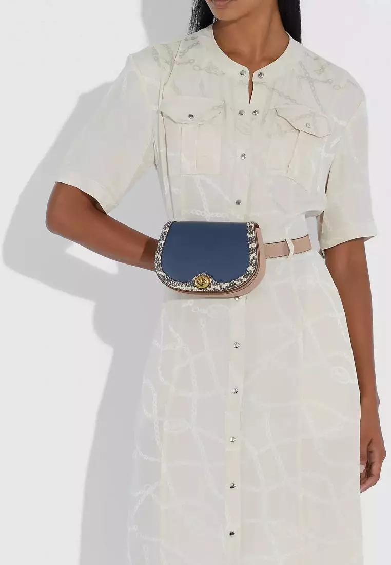 Jual Coach Coach Saddle Belt Bag In Colorblock With Snakeskin Detail