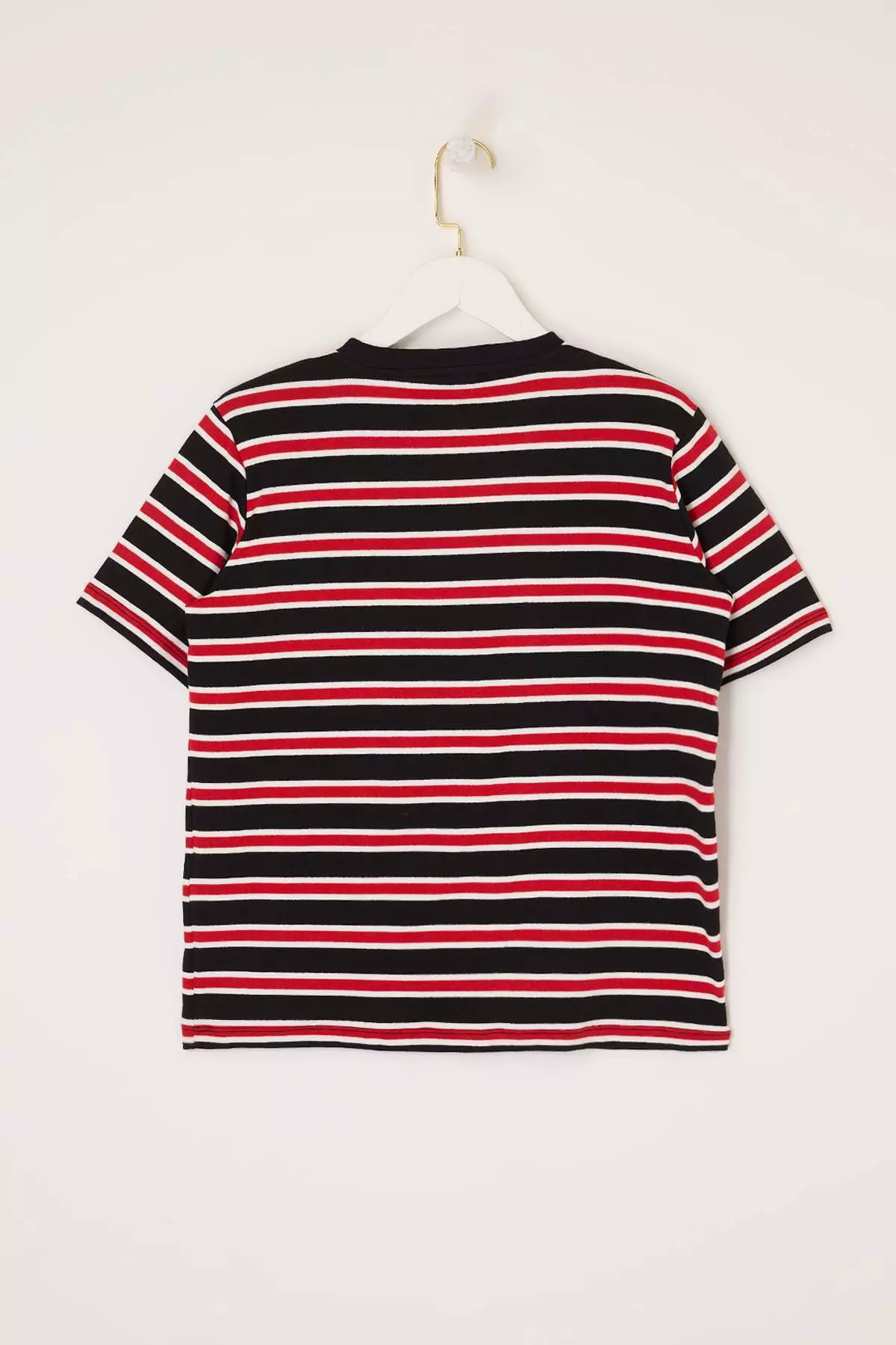 Red Striped Regular/Normal Fit Short Sleeve Tok 1% Cotton Padded Knitted T-Shirt Twoss26Ts31