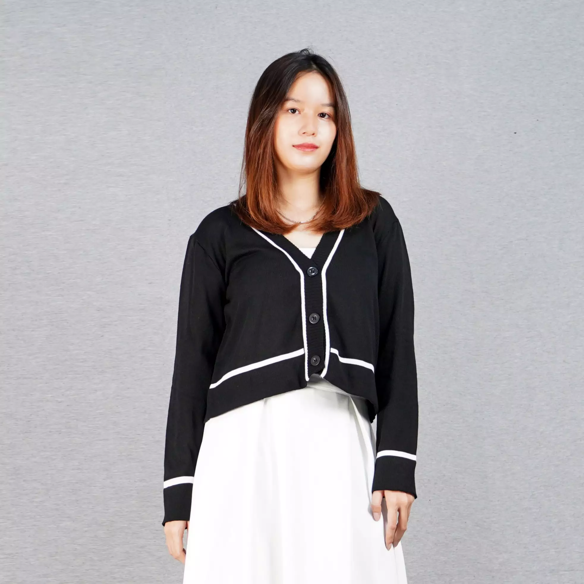 NICOLE Knit Cardigan Kardigan Rajut Wanita Cardigan Rajut Wanita - HITAM
