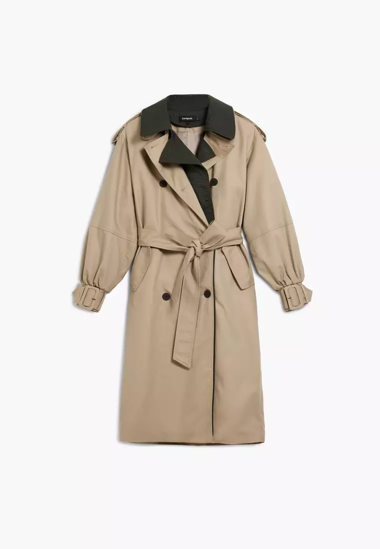Detachable two-tone trench coat