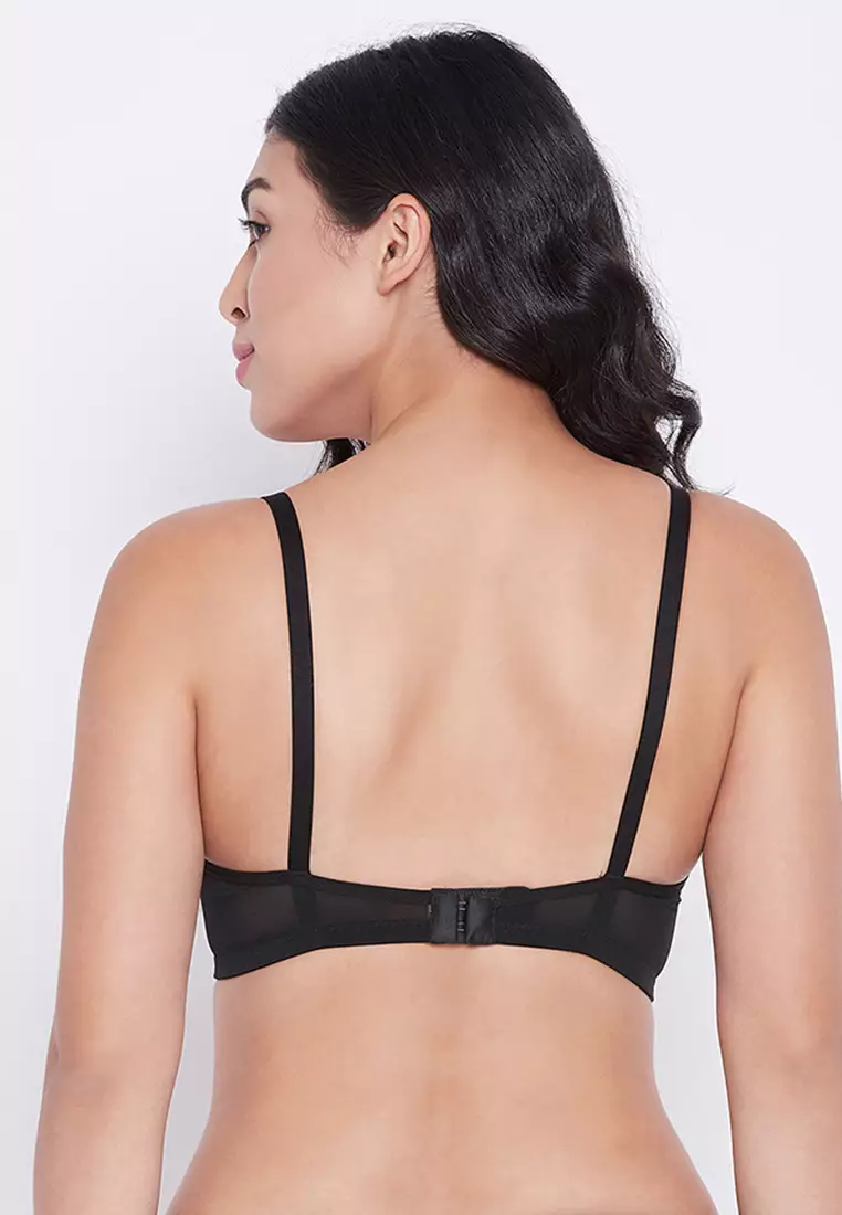 Padded Non-Wired Full Cup Bra in Black - Lace