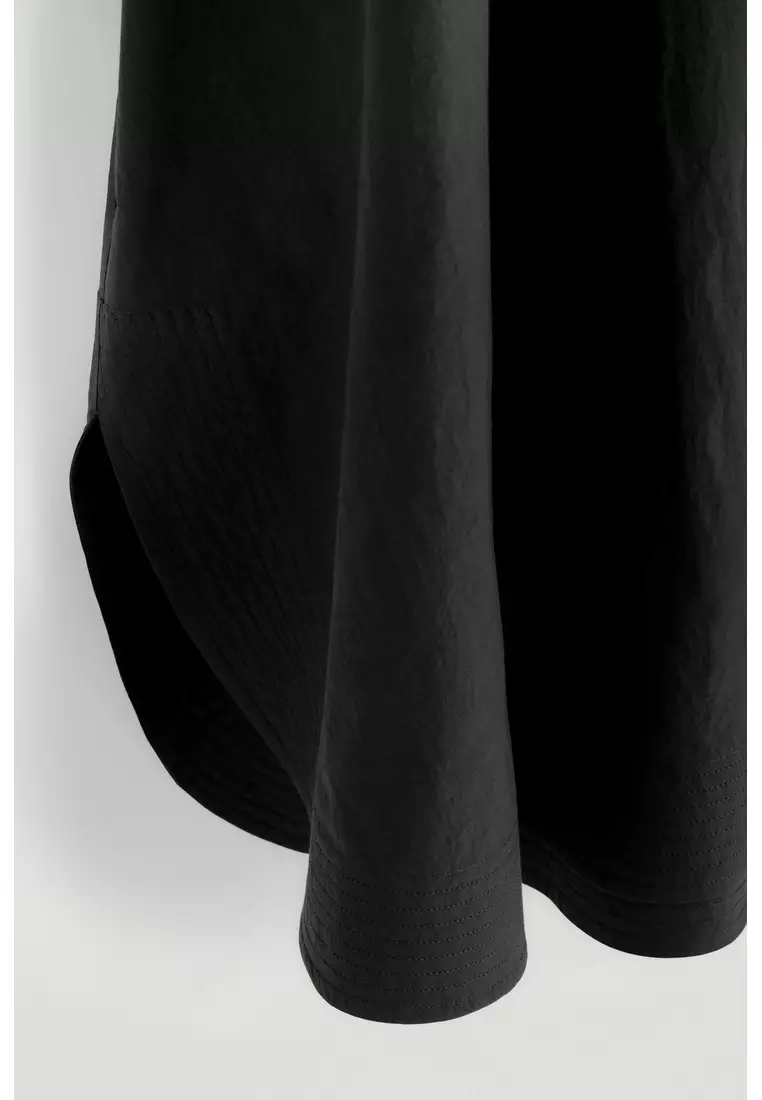 ROUNDED V-NECK COTTON MIDI DRESS